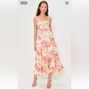 Reformation Fredo Landscape Print Open Back Dress In Neutral